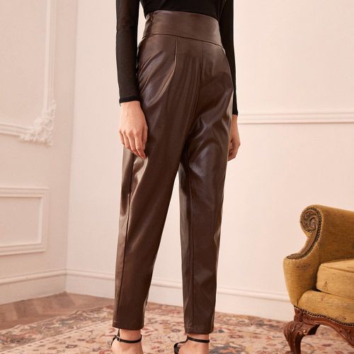 Pantalon taille haute à plis en cuir PU - SHEIN - Modalova