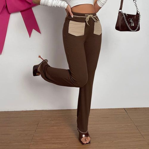 Pantalon contrastant avec poches à cordon - SHEIN - Modalova