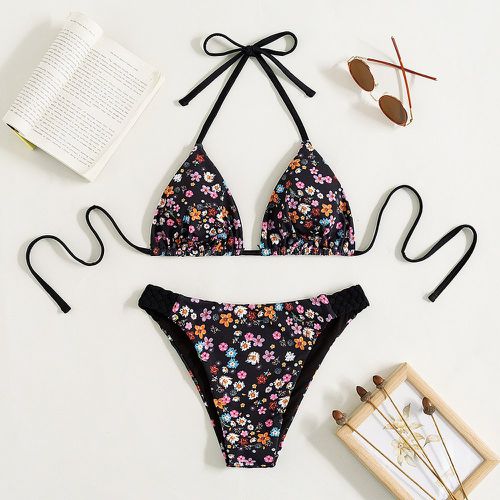 Bikini triangulaire ras-du-cou à imprimé floral - SHEIN - Modalova