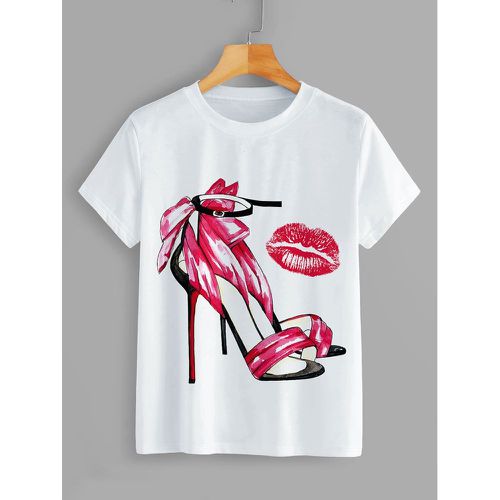 Chaussures à talons hauts & à imprimé lèvre T-shirt - SHEIN - Modalova