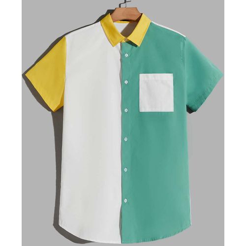 Chemise à poche à blocs de couleurs - SHEIN - Modalova