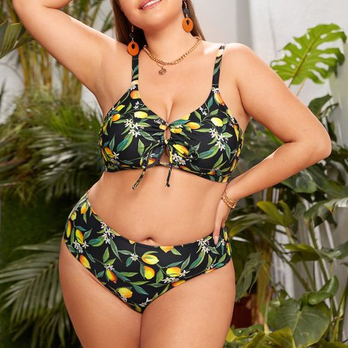 Bikini à imprimé citron à nœud - SHEIN - Modalova