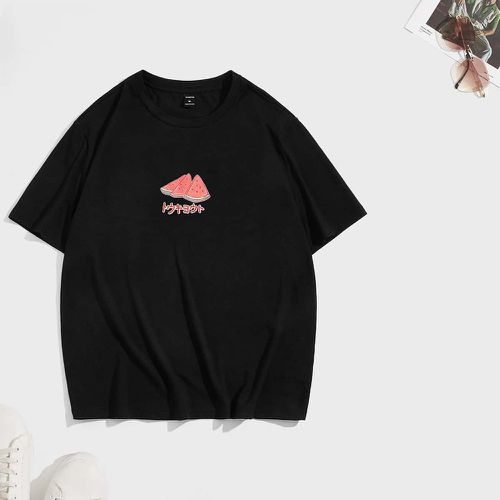 T-shirt à imprimé japonais et pastèque - SHEIN - Modalova