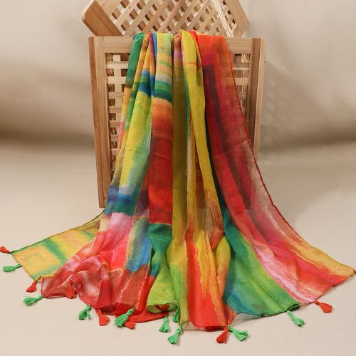 Écharpe à franges à blocs de couleurs - SHEIN - Modalova