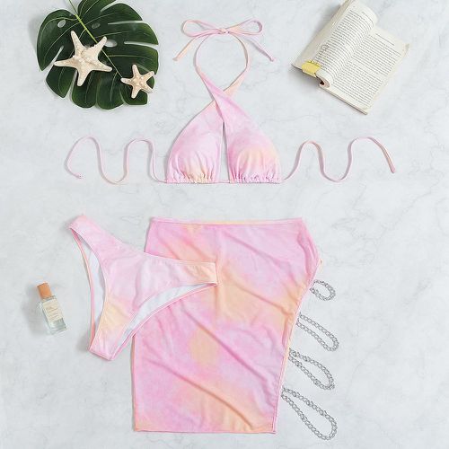 Bikini ras-du-cou tie dye avec jupe de plage - SHEIN - Modalova