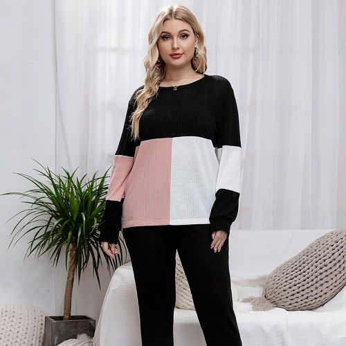 Pantalon & Sweat-shirt à blocs de couleurs - SHEIN - Modalova