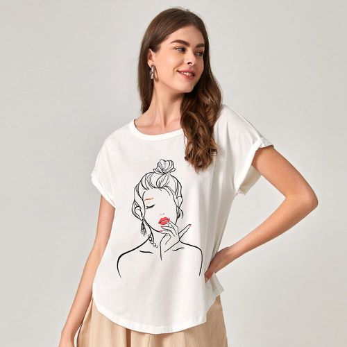 T-shirt à imprimé figure manches pattes - SHEIN - Modalova