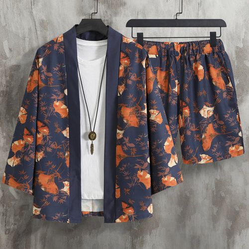 Kimono à imprimé ginkgo ouvert & Short (sans t-shirt) - SHEIN - Modalova