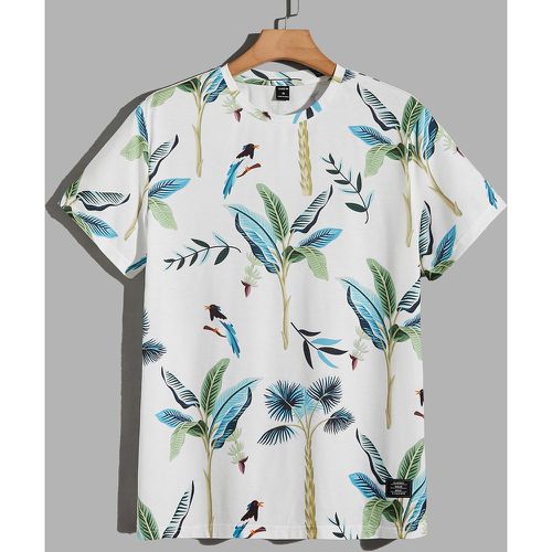 T-shirt à imprimé tropical et oiseau - SHEIN - Modalova