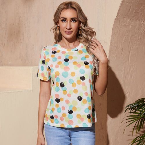 T-shirt à pois à blocs de couleurs - SHEIN - Modalova