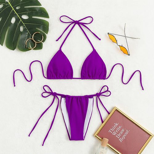 Bikini ras-du-cou micro triangulaire à nœud - SHEIN - Modalova