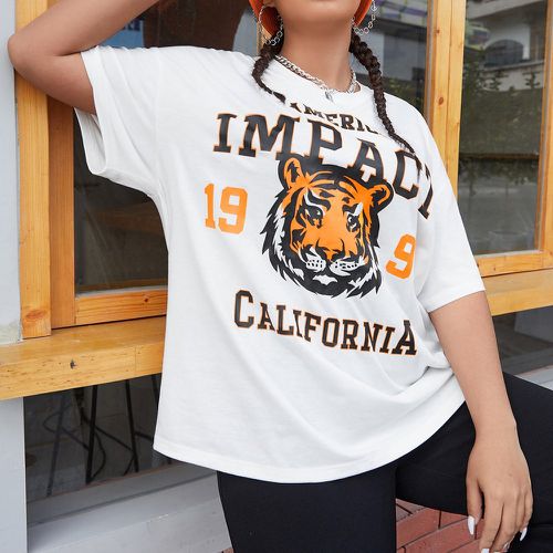 T-shirt à imprimé lettre et tigre - SHEIN - Modalova