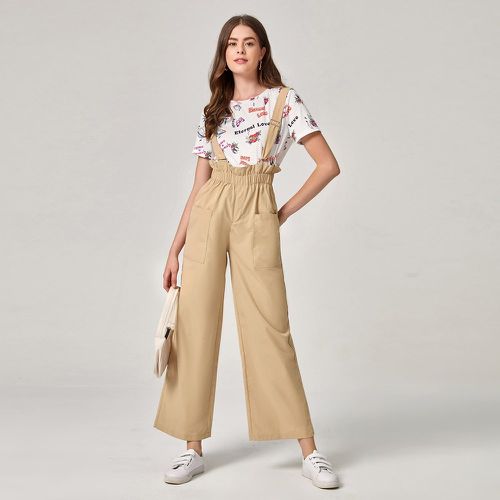 Pantalon à taille froncée à poche avec bretelles - SHEIN - Modalova