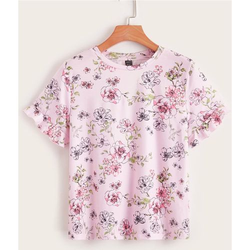 T-shirt à volants à imprimé floral - SHEIN - Modalova
