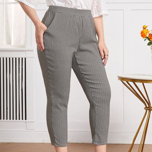 Pantalon à taille élastique à poche à carreaux - SHEIN - Modalova