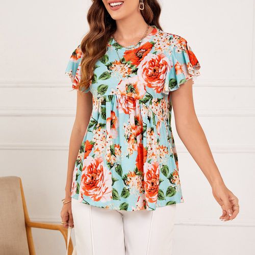 T-shirt à imprimé floral à manches papillon - SHEIN - Modalova