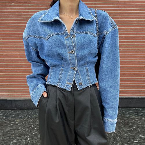 Veste courte en jean à ourlet effiloché - SHEIN - Modalova