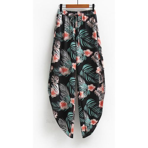 Pantalon à imprimé tropical asymétrique fendu - SHEIN - Modalova