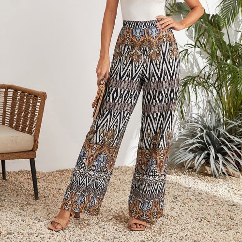 Pantalon taille haute à imprimé géométrique - SHEIN - Modalova