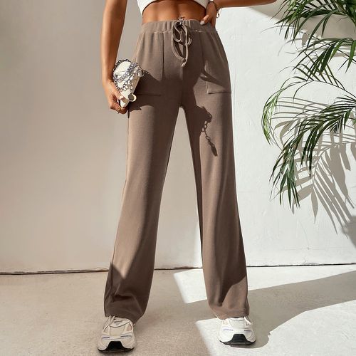 Pantalon droit à poches à nœud - SHEIN - Modalova
