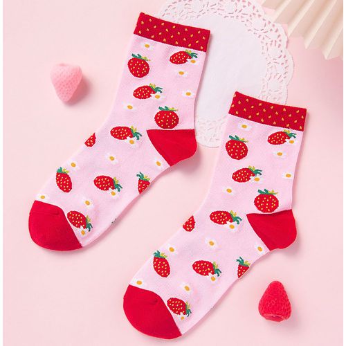 Chaussettes à imprimé fraise - SHEIN - Modalova