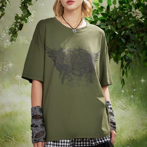 T-shirt fleuri & à imprimé aile - SHEIN - Modalova