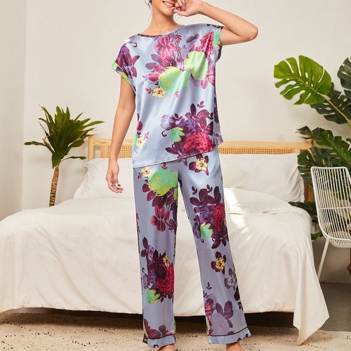 Ensemble de pyjama pantalon & top à imprimé floral en satin - SHEIN - Modalova