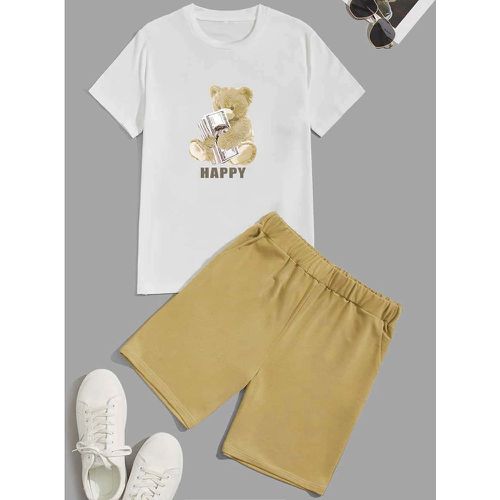 Short & T-shirt à motif d'ours et de lettre - SHEIN - Modalova