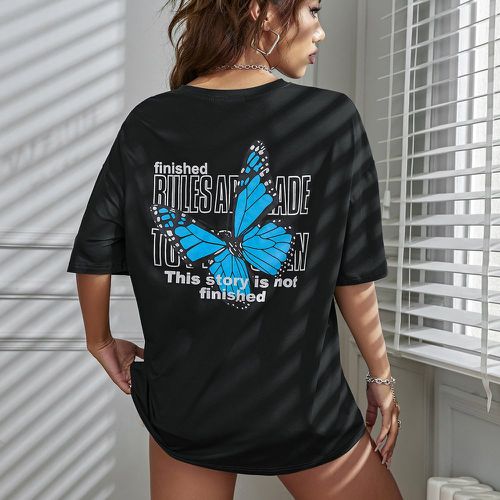T-shirt à motif papillon et slogan - SHEIN - Modalova