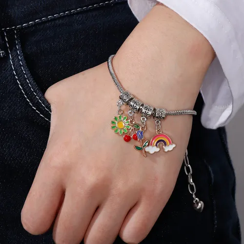 Bracelet fleur & arc-en-ciel breloque - SHEIN - Modalova