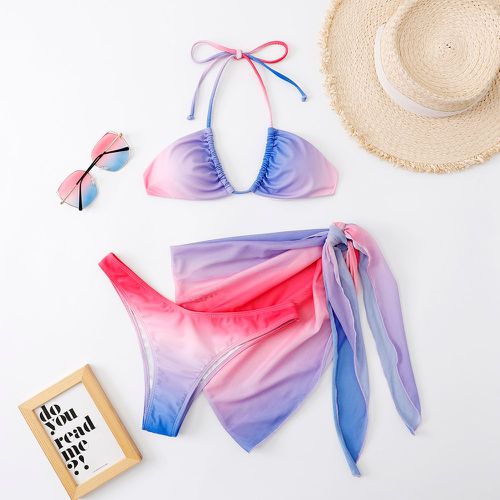 Bikini ras-du-cou dégradé avec jupe de plage - SHEIN - Modalova