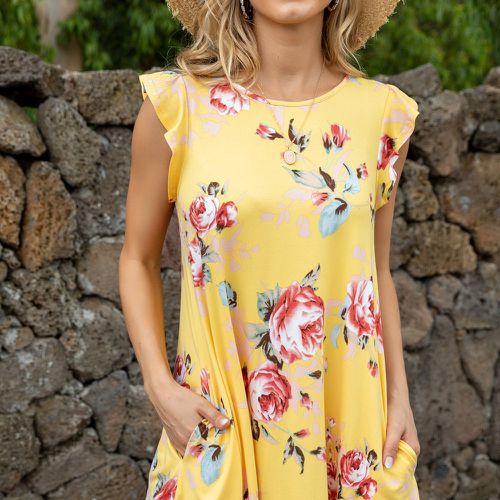 Robe t-shirt à imprimé floral à volants - SHEIN - Modalova