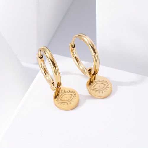 Paire de boucles d'oreilles créoles en acier inoxydable plaqué or 18 carats avec pendentif œil du mal,s, à porter lors de soirées - SHEIN - Modalova
