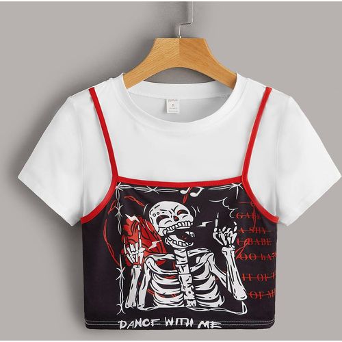 T-shirt 2 en 1 squelette à lettres - SHEIN - Modalova