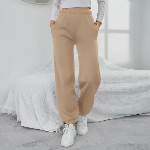 Pantalon de survêtement unicolore à taille élastique à poche - SHEIN - Modalova