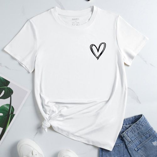 T-shirt à imprimé cœur à manches courtes - SHEIN - Modalova