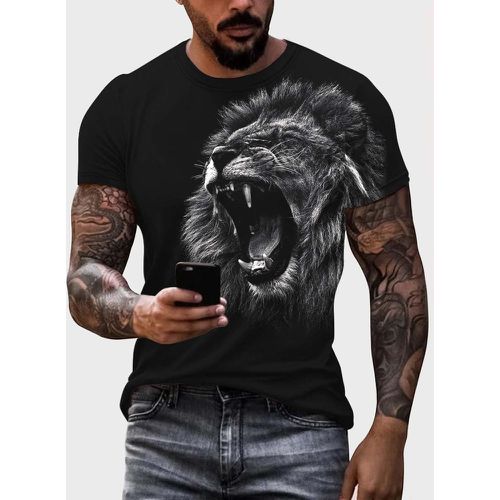 Homme T-shirt à imprimé lion 3D - SHEIN - Modalova
