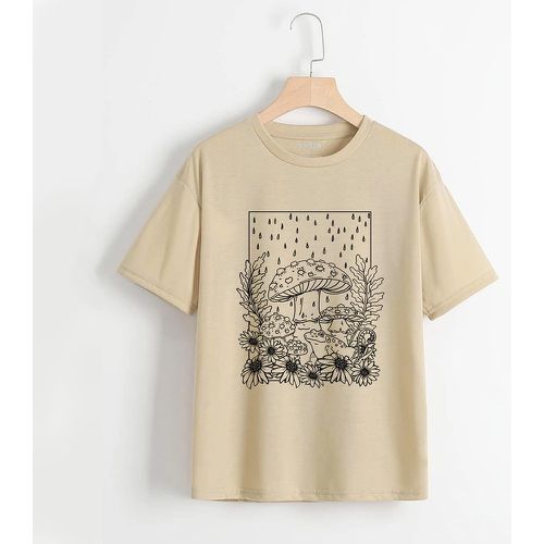 T-shirt fleuri à imprimé champignon - SHEIN - Modalova