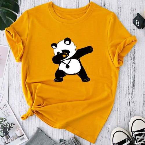 T-shirt à imprimé panda de dessin animé - SHEIN - Modalova