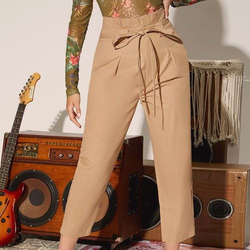 Pantalon taille haute à détail plié ceinturé - SHEIN - Modalova