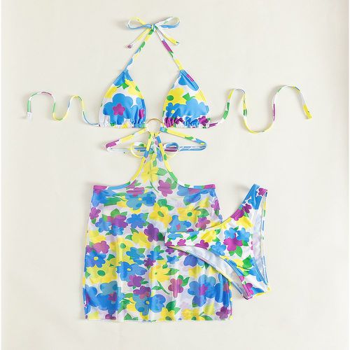 Cache-maillot à imprimé fleur à nœud ras-du-cou & Bas de bikini - SHEIN - Modalova