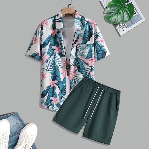 Chemise à imprimé tropical & Short à cordon (sans t-shirt) - SHEIN - Modalova