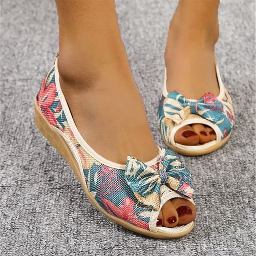 Chaussures plates fleuri à nœud papillon - SHEIN - Modalova