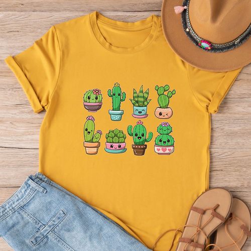 T-shirt à imprimé cactus - SHEIN - Modalova