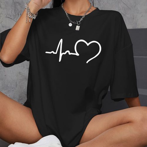 T-shirt oversize à imprimé cœur - SHEIN - Modalova
