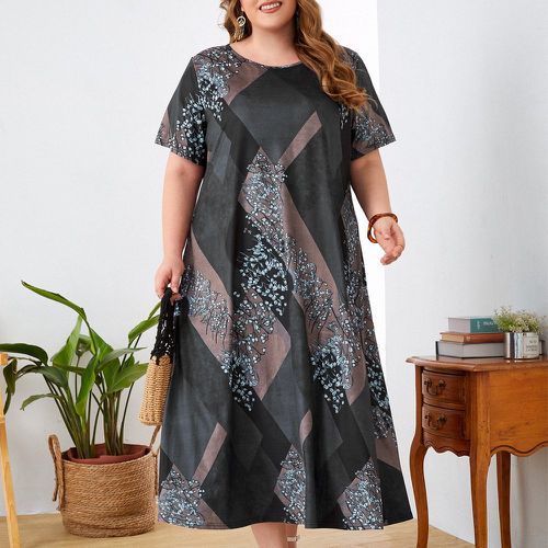 Robe tunique à imprimé floral à blocs de couleurs - SHEIN - Modalova