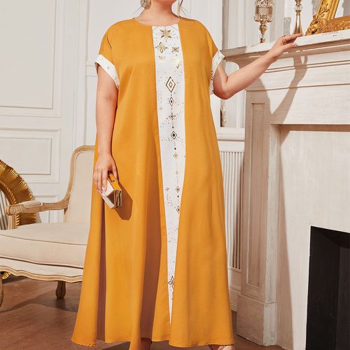 Robe tunique doré à imprimé géométrique manches chauve-souris - SHEIN - Modalova