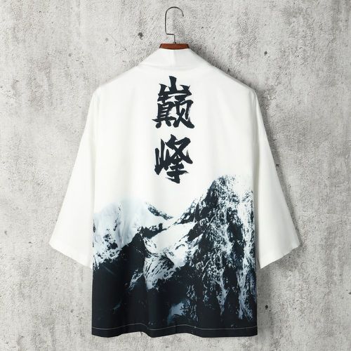 Kimono à motif montagne et caractère chinois ouvert (sans t-shirt) - SHEIN - Modalova