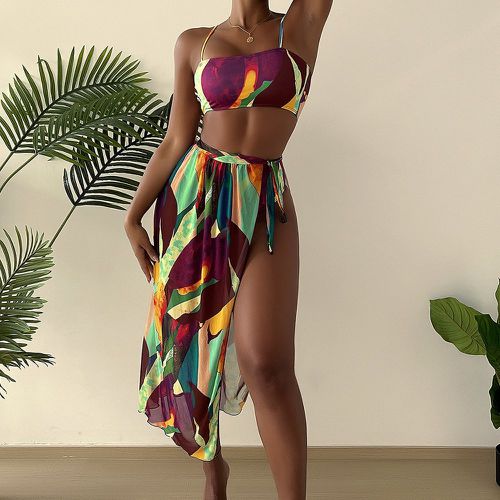 Bikini à imprimé avec jupe de plage - SHEIN - Modalova