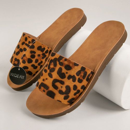 Sandales plates à bout ouvert à léopard à coupe large - SHEIN - Modalova